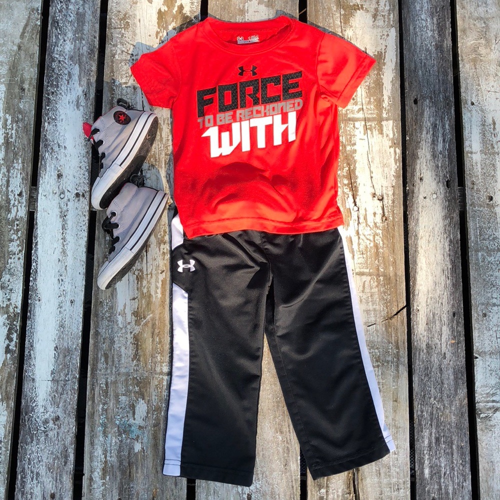 BOGO Under Armour Boys Red Tee & Black Track Pants